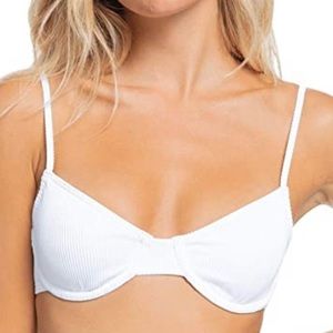 Roxy ribbed white bikini top